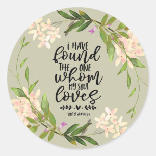 Sticker Rond Chant de Salomon 3:4 J'ai trouvé celui Floral
