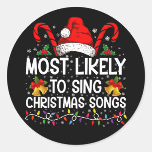 Sticker Rond Chanter Des Chansons De Noël