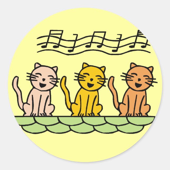 Sticker Rond Chanter des chats Tshirts et cadeaux (Devant)