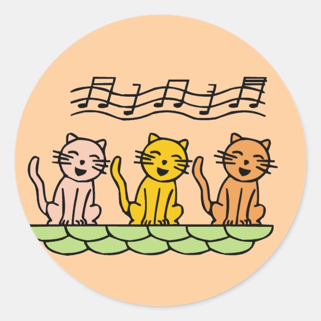 Sticker Rond Chanter des chats Tshirts et cadeaux (Devant)