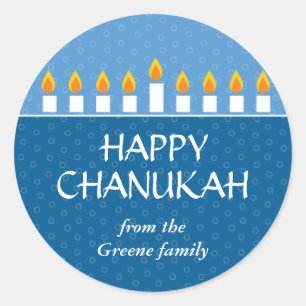 Sticker Rond Chanukah Menorah