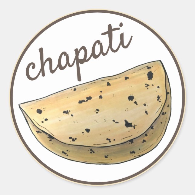 Sticker Rond Chapati Roti Pain indien Pain Flatpain boulangerie (Devant)