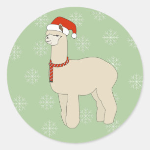 Sticker Rond Chapeau de Noël de Llama Illusima Flocons de Neige