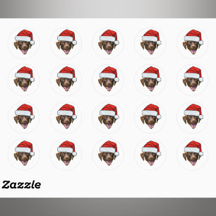 Sticker Rond Chapeau de Noël de Santa avec photo de visage de c