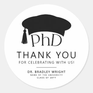 Sticker Rond Chapeau de remise des diplômes de doctorat PhD Mer