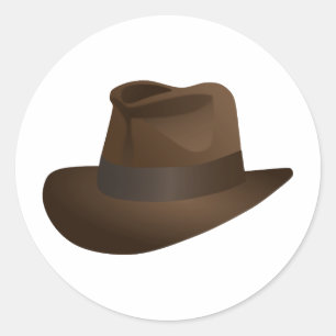 Sticker Rond Chapeau Fedora d'Archéologue d'Aventure - Vintage