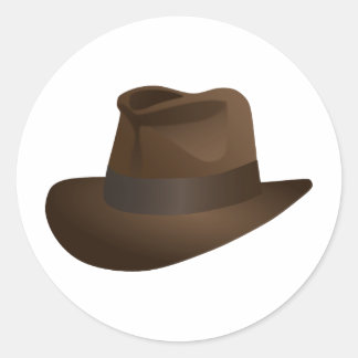 Sticker Rond Chapeau Fedora d'Archéologue d'Aventure - Vintage