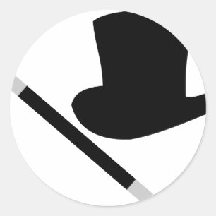Sticker Rond chapeau magique et baguette magique