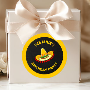 Sticker Rond Chapeau Mexicain Fête d'anniversaire Cadeau