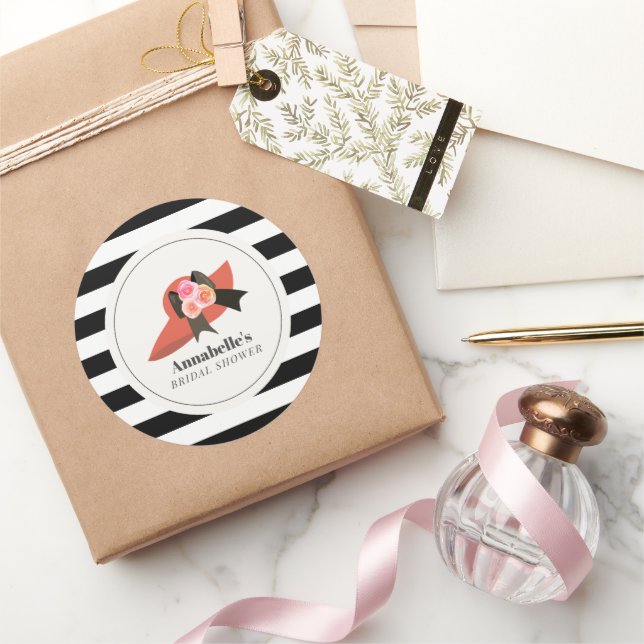Sticker Rond Chapeau Rouge de Style Derby Rose Mariage (Cadeaux)