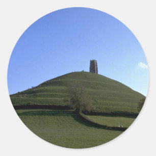 Sticker Rond Chapelle Saint-Michel et tor, Glastonbury, Somerse