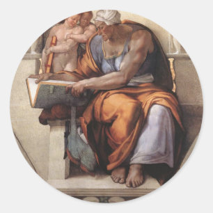 Sticker Rond Chapelle Sixtine Plafond : Cumaean Sibyl Michelang