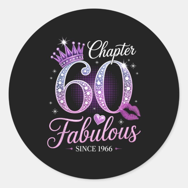 Sticker Rond Chapter 60 Fabulous Since 1966 60th Birthday Queen (Devant)