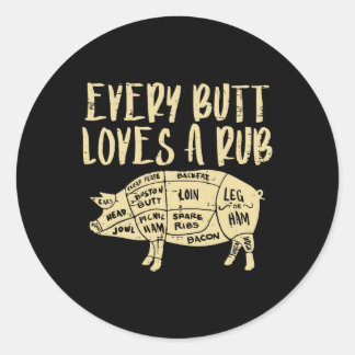 Sticker Rond Chaque Beurre Aime Un Fruit Porc Bbq Grill Grilli