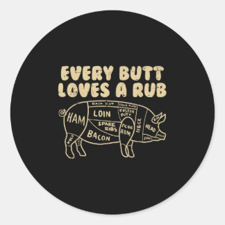 Sticker Rond Chaque Beurre Aime Un Porc Rub Drôle Grill Grilli 