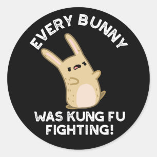 Sticker Rond Chaque Bunny Kung Fu Combattez Rabbit Pun Dark BG