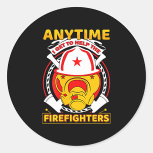 Sticker Rond Chaque fois que j'aide un pompier Cadeau Fier de c