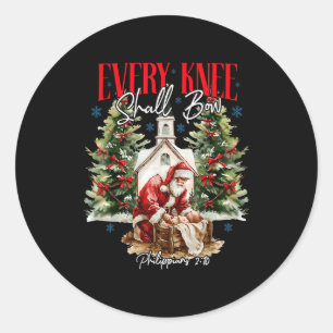 Sticker Rond Chaque genou fléchira Noël chrétien Jésus joyeux