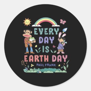 Sticker Rond Chaque Jour Est Jour des terres Julius & Bunny