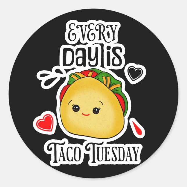 Sticker Rond Chaque jour est mardi Taco (Devant)