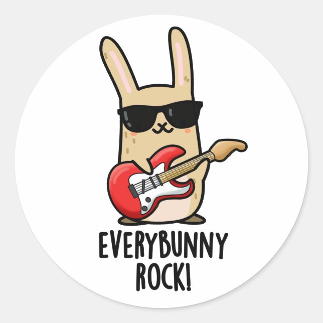 Sticker Rond Chaque Lapin Rock Drôle Animal Rabbit Pun (Devant)