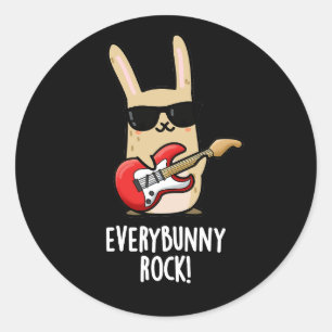 Sticker Rond Chaque Lapin Rock Drôle Animal Rabbit Pun Dark BG