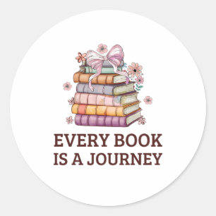 Sticker Rond Chaque Livre Est Un Voyage   Cadeau enseignant ang