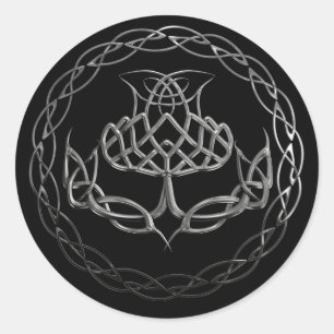 Sticker Rond Chardon de noeud celtique Chrome