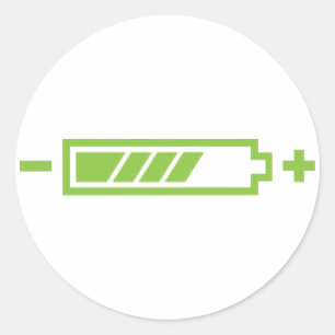 Sticker Rond Chargé - batterie solaire hybride électrique