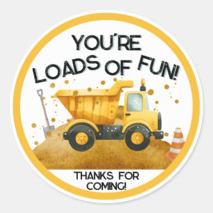 Sticker Rond Chargement de Fun Construction Party Favoriser Sti