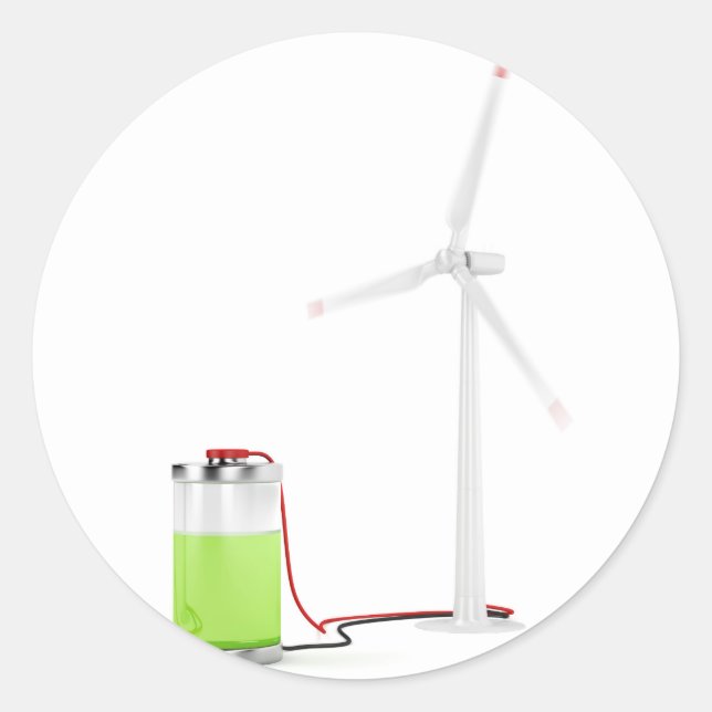 Sticker Rond Chargement de la batterie à l'aide d'une éolienne (Devant)