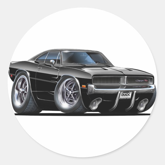 Sticker Rond Chargeur Dodge Voiture Noire (Devant)
