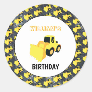 Sticker Rond Chargeur frontal Construction Camion Anniversaire