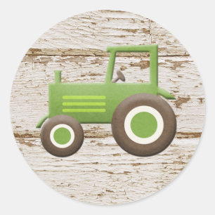 Sticker Rond Chariot bébé Tracteur vert