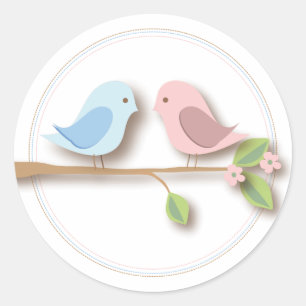 Sticker Rond Chariot de Baby shower pour fille à deux garçons S