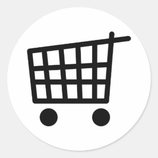 Sticker Rond chariot de shopping noir