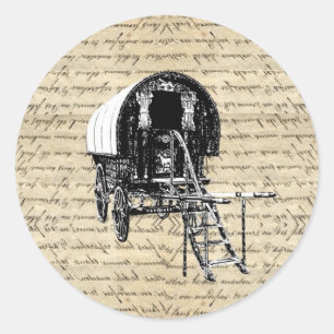 Sticker Rond Chariot roumain vintage