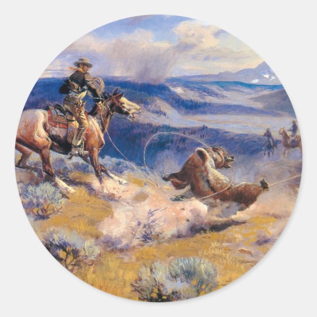 Sticker Rond Charles M. Russell's Loops and Swift Horses (1916) (Devant)