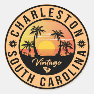 Sticker Rond Charleston Caroline du Sud - Souvenirs Vintages de