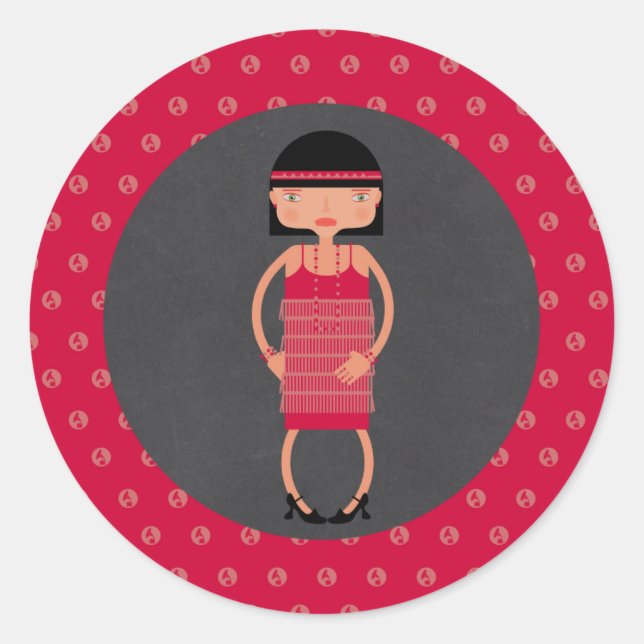 Sticker Rond Charleston Chic fille fête d'anniversaire (Devant)