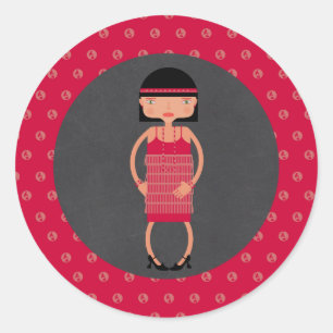 Sticker Rond Charleston Chic fille fête d'anniversaire