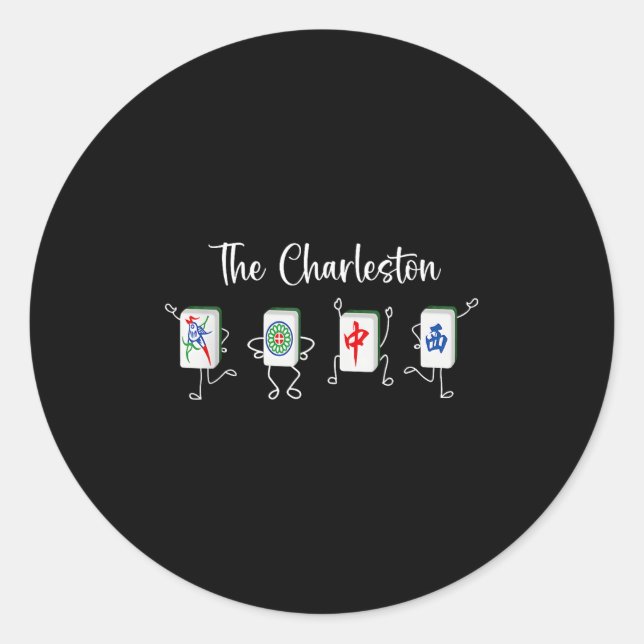 Sticker Rond Charleston Mahjong, Danse Funny Mahjong (Devant)