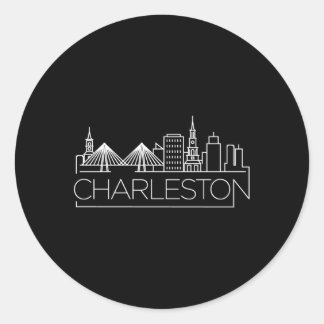 Sticker Rond Charleston South Carolina City Skyline Pour Et