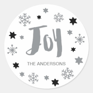 Sticker Rond Charmante Joie tendance Silver Holiday