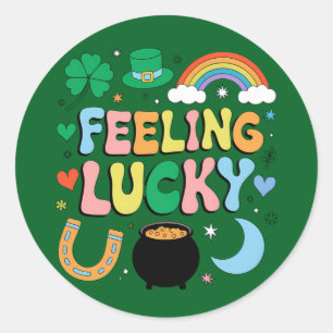 Sticker Rond Charme de la Saint-Patrick Chanceux Trèfle Irlanda