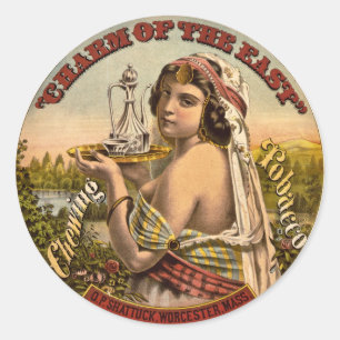 Sticker Rond Charme du tabac à mâcher vintage Est 1872
