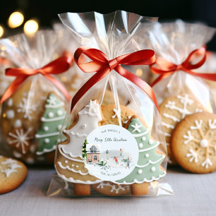 Sticker Rond Charme hivernal rustique Fêtes de Noël en famill