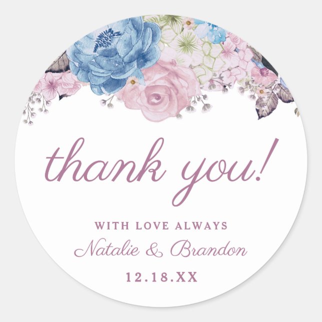 Sticker Rond Charme parisien Mariage rose Merci (Devant)