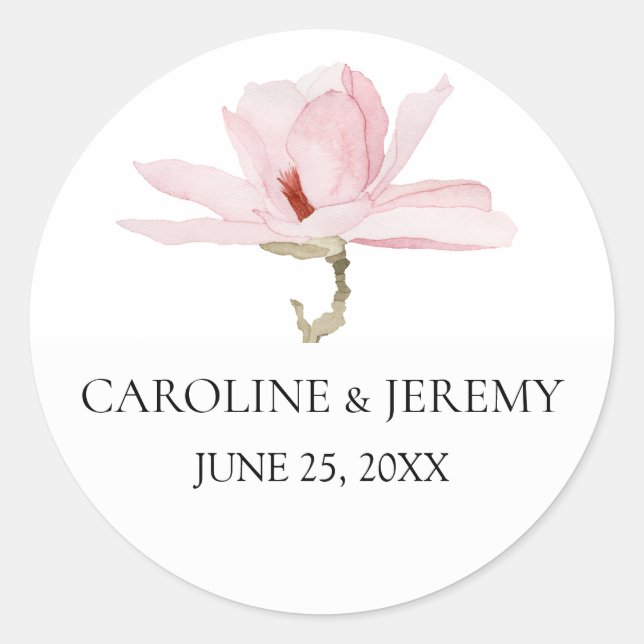 Sticker Rond Charming Mariage rose Magnolia (Devant)