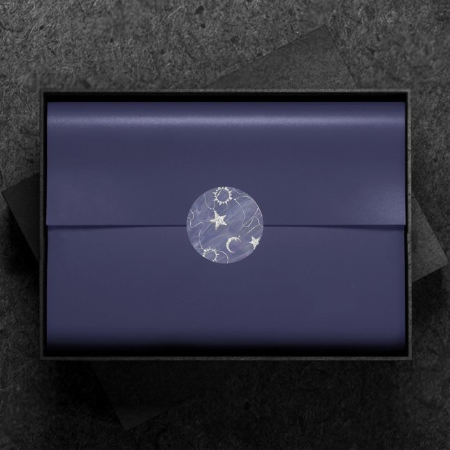 Sticker Rond Charming mystique | Étoiles de lune d'argent Sun A (Créateur téléchargé)